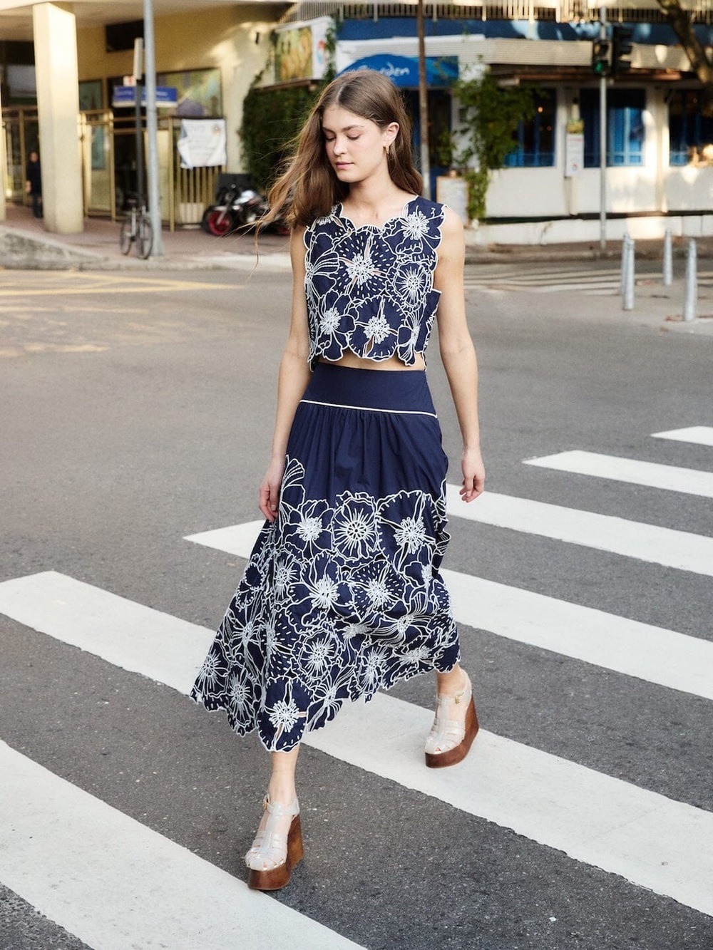 Farm Rio Blue Flowers Richelieu Maxi Skirt